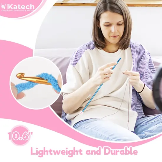 6 Sizes Tunisian Crochet Hooks Set-Long Afghan Tunisian Crochet Hooks-Beginners Crochet Hook Set Aluminum Crochet Needles for Crocheting Knitting Crochet Supplies (Stitches Won't Slip Off) {6}