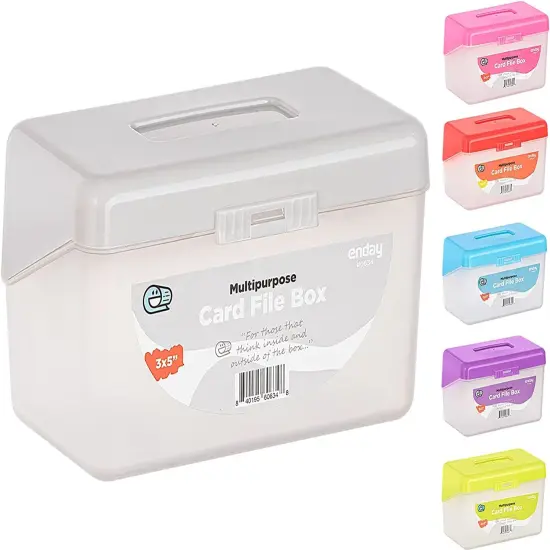 Enday Multi-Purpose 3" X 5" Card File Box Pink {3}