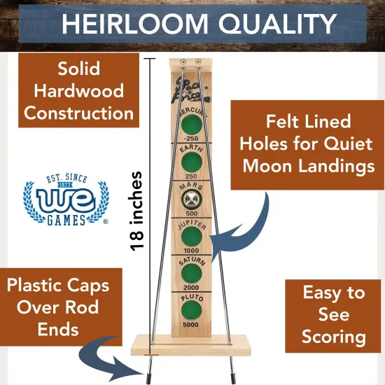 WE Games Shoot The Moon - a Classic 1940's Nostalgia Game - Solid Natural Wood - 17.5 inches {3}