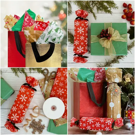 Wrapables Tissue Paper 20 x 28 Inch for Gift Wrapping, Arts & Crafts, Paper Flowers, Garlands, Tassels (60 Sheets), Happy Holidays {4}