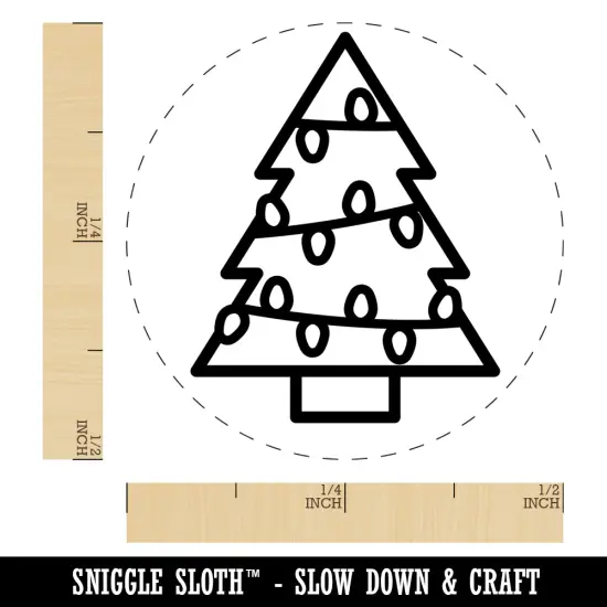Christmas Tree with Lights Self-Inking Rubber Stamp Ink Stamper for Stamping Crafting Planners Red {1}