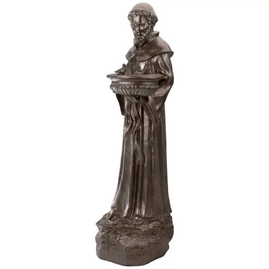 Northlight St. Francis of Assisi Bird Feeder Outdoor Garden Statue - 23.5" - Bronze Brown {6}
