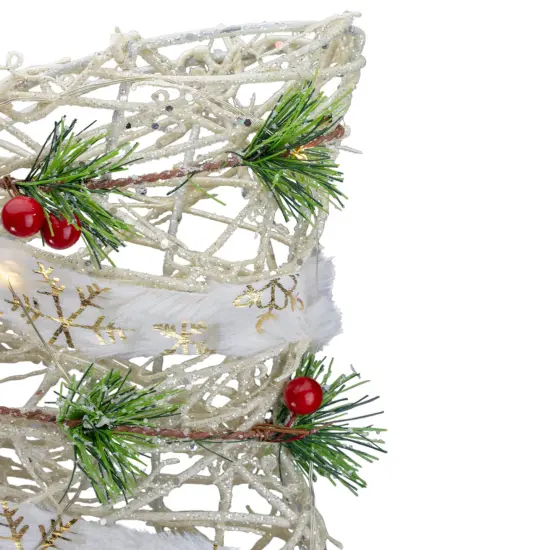 Northlight 20" White Rattan Berry and Pinecone Christmas Bow {4}