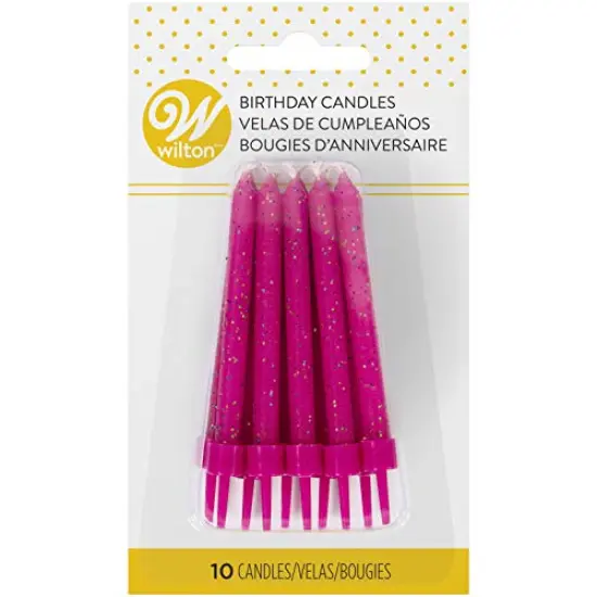 10 Pieces Birthday Glitter Candles - PINK {3}