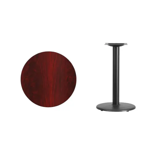 Emma and Oliver 24" Round Laminate Table Top with 18" Round Table Height Base Mahogany {3}