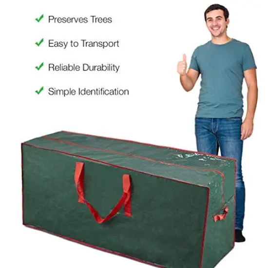 Christmas Tree Storage Bag | Fits Up to 9 Ft. Tall Disassembled Tree | 65&rdquo; X 15&rdquo; X 30&rdquo; Holiday Tree Storage Case | Xmas Storage Container with Handles and Sleek Zipper (Green) {6}