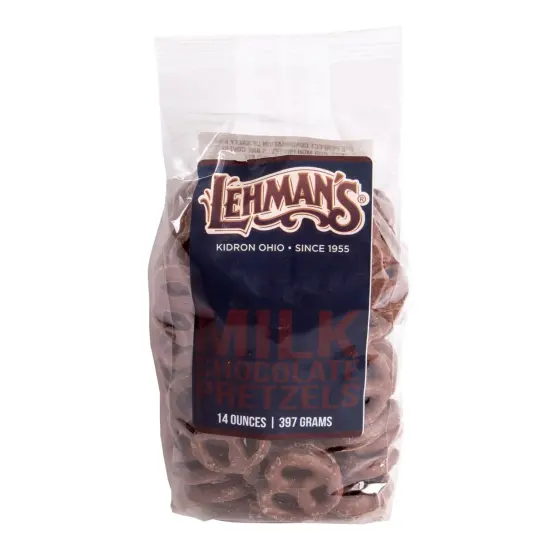 Lehman's Chocolate Covered Mini Pretzels, Chocolate Coated Pretzels, Sweet and Salty Snack, 14 oz Resealable Bag {1}