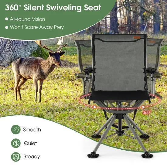 360 Degree Silent Swivel Hunting Chair-Black {5}