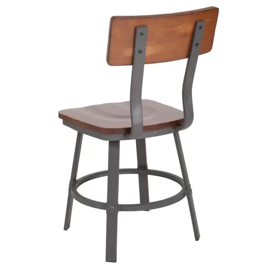 Emma and Oliver Restaurant Chair with Wood Seat & Back and Powder Coat Frame Rustic Walnut {4}