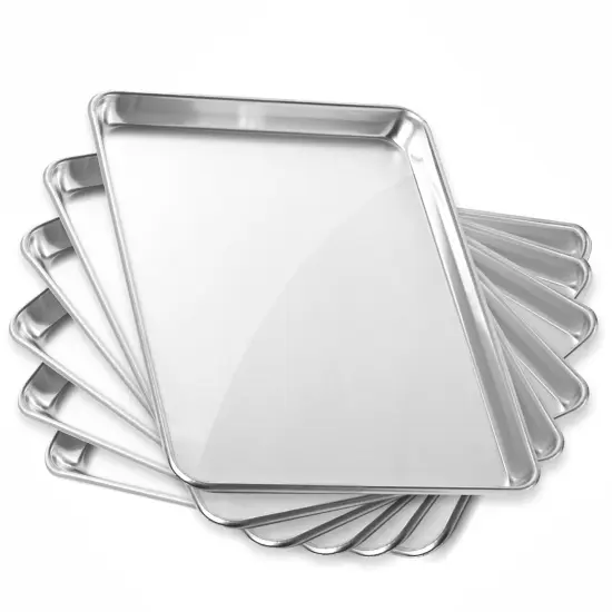 GRIDMANN Commercial Grade Aluminium Cookie Sheet Baking Tray - 6 Pans {1}