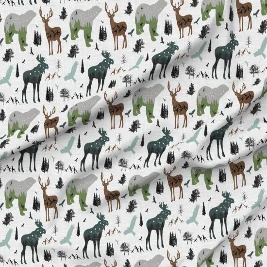 Various Fabrics by the Yard or Fat Quarter Arctic Woodland Animals Forest Alaska Mountains Adventure Bear Moose Custom Printed Fabric by Spoonflower {6}