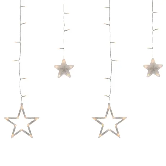 Northlight LED Star Curtain Christmas Lights - Clear - 17' Clear Wire - 138ct {3}