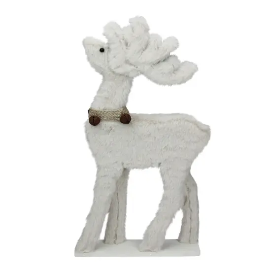 Allstate 17.5" Beige Plush Standing Reindeer Christmas Figurine with Jingle Bells {1}