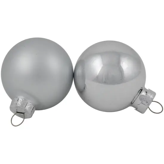 Northlight 10ct Silver Shiny and Matte Glass Ball Christmas Ornaments 1.75" (45mm) {6}