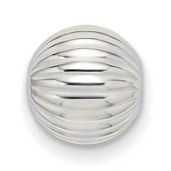 Sterling Silver 8.0mm Corrugated Round Beads 2.2mm Hole - Pack of 4 {1}