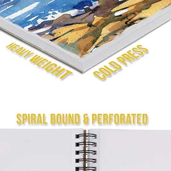 5.5" x 8.5" Premium Heavyweight Watercolor Painting Paper Pad, Pack of 3, 30 Sheets Each, 140lb (300gsm) - Spiral Bound, Cold Pressed, Acid-Free, Wet, Mixed Media - Artists, Students {3}
