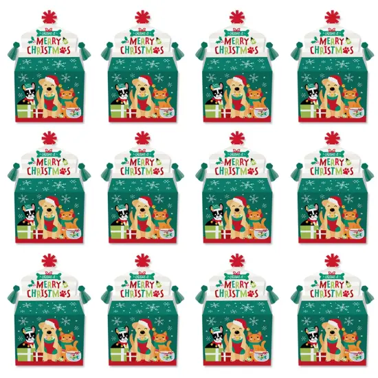 Big Dot of Happiness Christmas Pets - Treat Box Party Favors - Cats and Dogs Holiday Party Goodie Gable Boxes - Set of 12 {5}