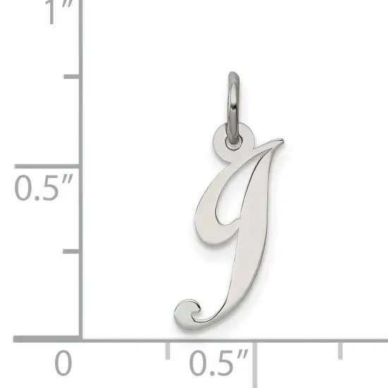Sterling Silver Small Script Initial Letter J Charm Jewerly 16mm x 10mm {4}