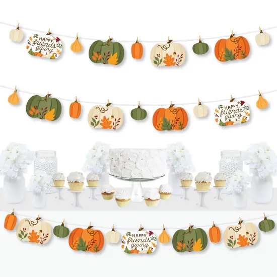 Big Dot of Happiness Fall Friends Thanksgiving - Friendsgiving Party DIY Decorations - Clothespin Garland Banner - 44 Pieces {1}