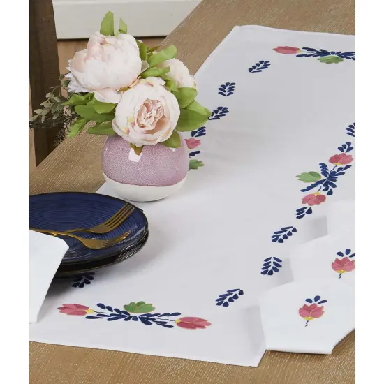 Nob HillTiny Folk Flowers Runner Stamped Embroidery Multi {1}