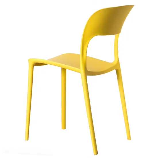 Modern Plastic Outdoor Dining Chair with Open Curved Back Single Yellow {4}