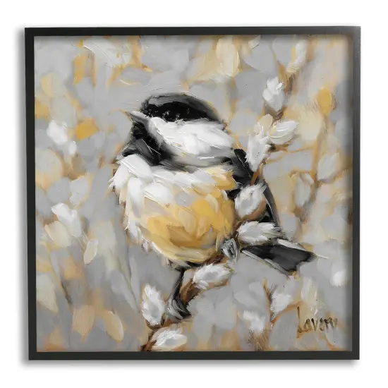 Stupell Industries Bird Perched Willow Wildlife Framed Giclee Art Gray Frame {7}
