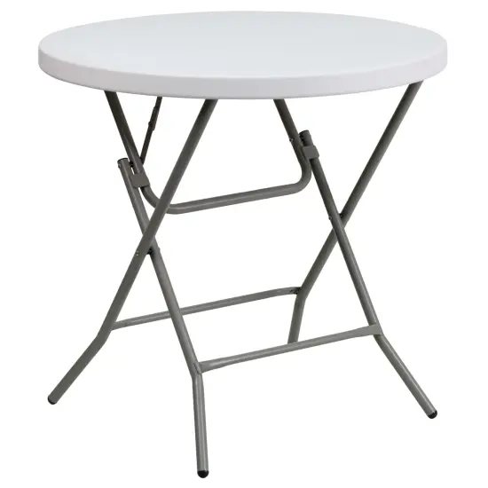 Emma and Oliver 2.63-Foot Round Plastic Folding Table Granite White {1}