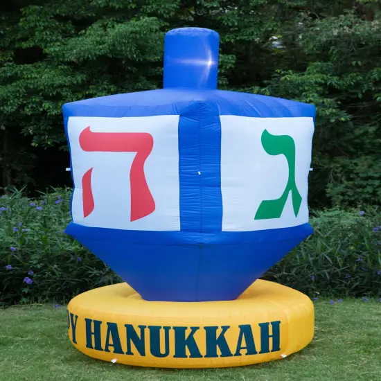 Giant Hanukkah Inflatable Dreidel - Yard Decor with Built-in Bulbs, Tie-Down Points, and Powerful Built in Fan {2}