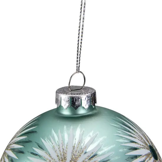 Northlight Glittered Starburst Glass Ball Christmas Ornament - 4" - Mint Green {5}