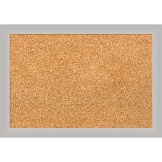 Low Luster Silver Wood Framed Corkboard, Natural Cork {1}