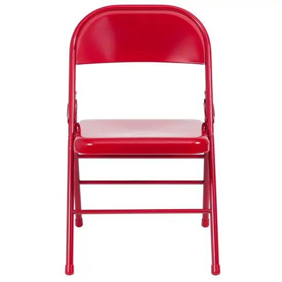 Emma and Oliver 2 Pack Home & Office Portable Party Events Steel Metal Folding Chair Red {3}