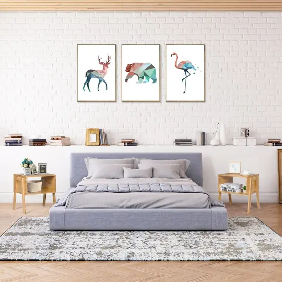 2 Pieces wicker Storage Shelf Nightstand Sofa Table {2}