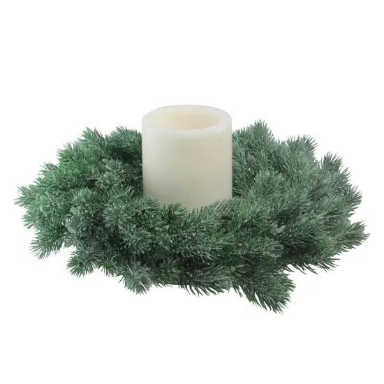 Northlight Real Touch&trade;️ Frosted Pine Artificial Christmas Wreath - 16" - Unlit Green {3}