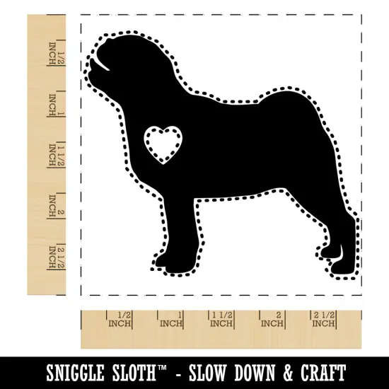 Pug Dog with Heart Square Rubber Stamp for Stamping Crafting {1}