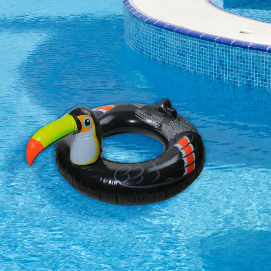 Pool Central 41" Inflatable Jumbo Tropical Toucan Pool Ring Float Black {3}