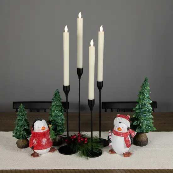 Northlight Set of 4 Solid Cream Flameless LED Constant Wax Taper Candles 9.5" Ivory {3}