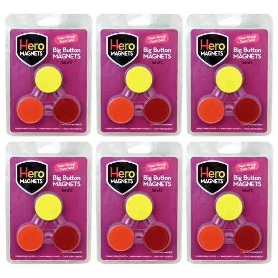 Hero Magnets: Big Button Magnets, 3 Per Pack, 6 Packs {1}