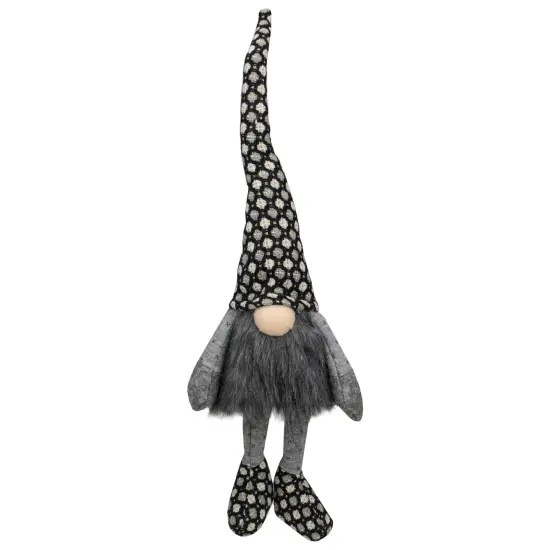 Northlight SittingGnome with Matching Hat and Shoes Christmas Figure - 18" - Gray and Black {1}