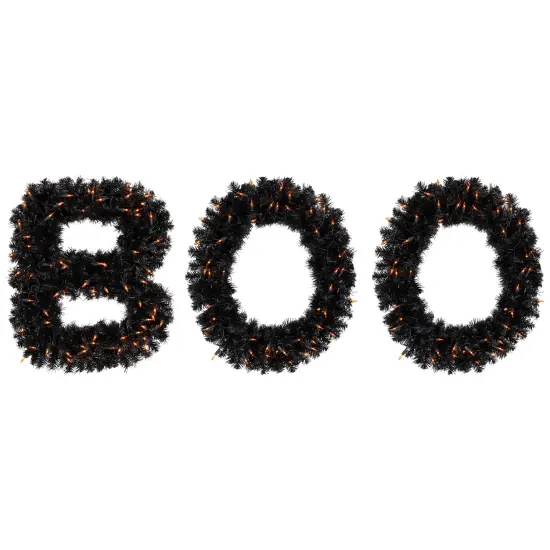 Northlight Lighted Letter "Boo" Outdoor Halloween Sign - 18" - Orange Lights Black {1}
