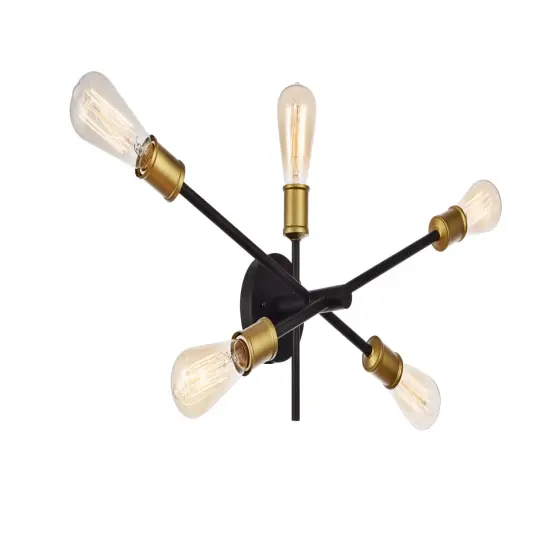 Axel Collection Wall Sconce D24.7 H9.9 Lt:5 Black and Brass Finish {3}