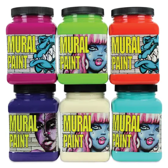 Chroma Acrylic Mural Paints - Bright, Set of 6, 16 oz jars {1}