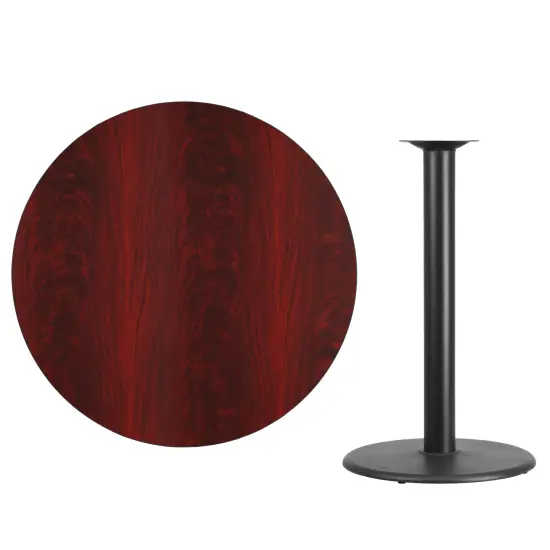 Emma and Oliver 42" Round Laminate Table Top with 24" Round Bar Height Table Base Mahogany {3}
