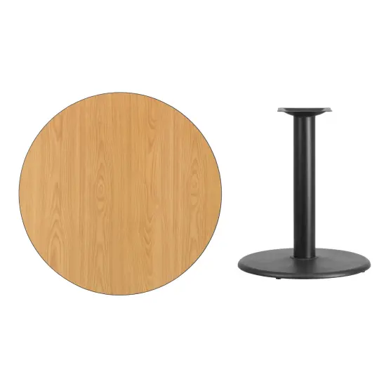Emma and Oliver 36" Round Laminate Table Top with 24" Round Table Height Base Natural {3}