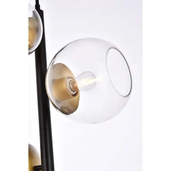 Wells 18 inch pendant in black and brass with clear shade {4}
