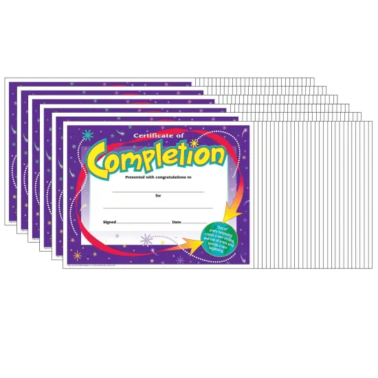 Certificate of Completion Colorful Classics Certificates, 30 Per Pack, 6 Packs {1}
