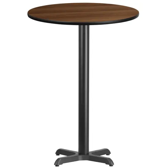 Emma and Oliver 30" Round Laminate Table Top with 22"x22" Bar Height Table Base Black {7}