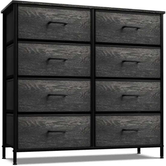 Sorbus Extra Wide Dresser Organizer With 8 Drawers - Large Storage Furniture for Bedroom, Hallway, Living Room, Nursery & Closet Rustic black {1}