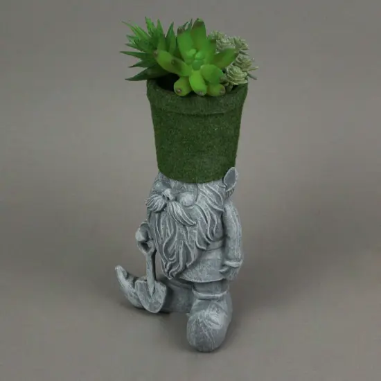 Moss Flocked Resin Garden Gnome Flower Pot Indoor Outdoor Garden Statue Planter {3}