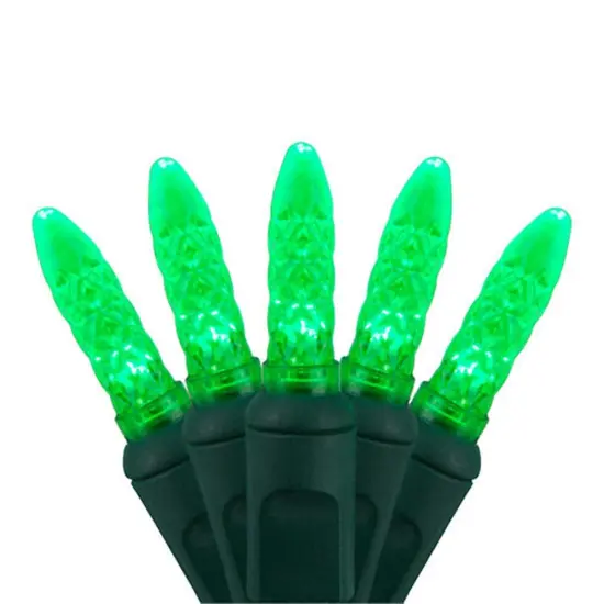 70 Green M5 LED Lights, Green Wire, 4" Spacing {1}