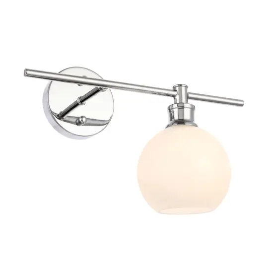 Collier 1 light Chrome and Frosted white glass right Wall sconce {4}